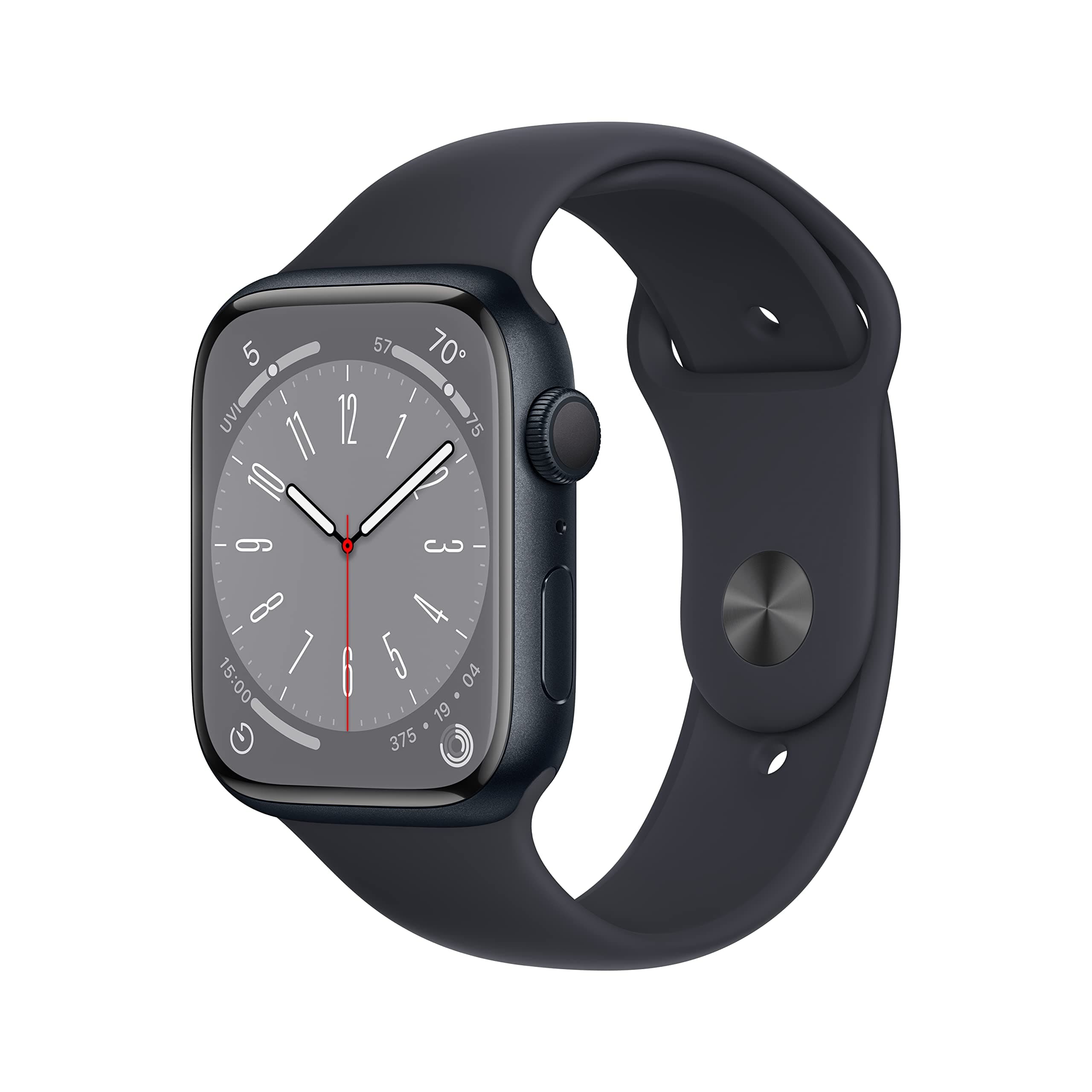 Apple Watch Series 8 (GPS, 45 mm) Alluminium Midnight Case with Midnight Strap, One Size (Refurbished) - Image 1