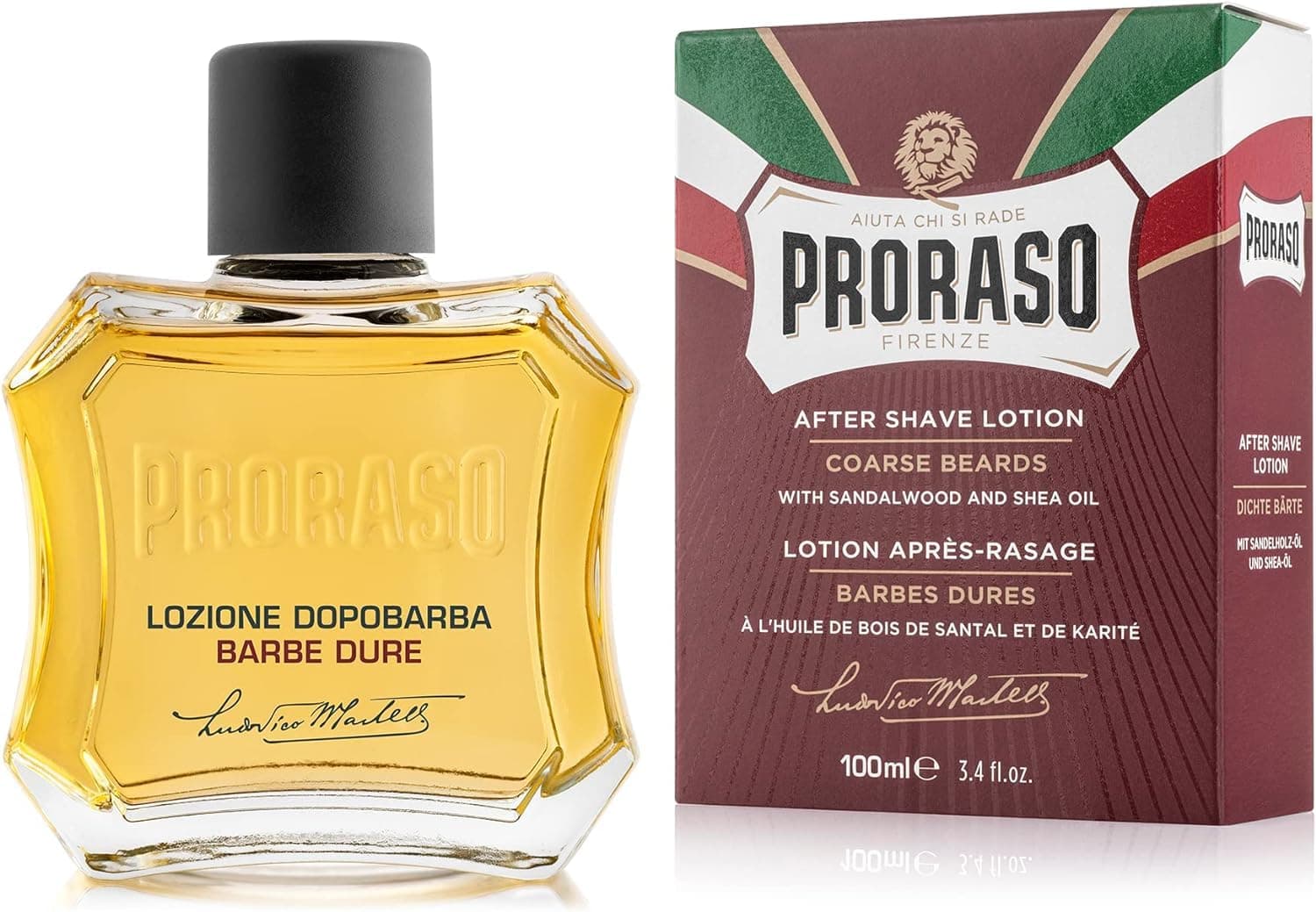 Proraso Proraso | Nourishing Aftershave Lotion (100 ml bottle) – Men's face care with sandalwood and shea oil – Moisturizes and heals – Made in Italy