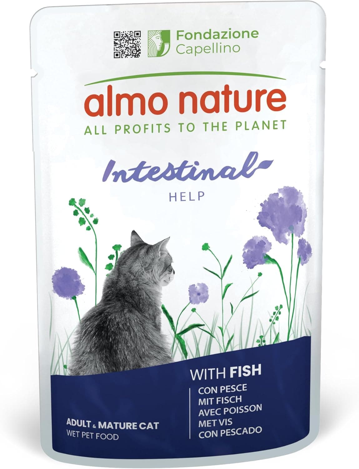 Almo Nature Functional - Intestinal Help - Nourriture Humide pour Chats Adultes et Matures avec Sensibilité Intestinale - au Poisson - Soutien pour Le Microbiote - 70g (Lot de 30)
