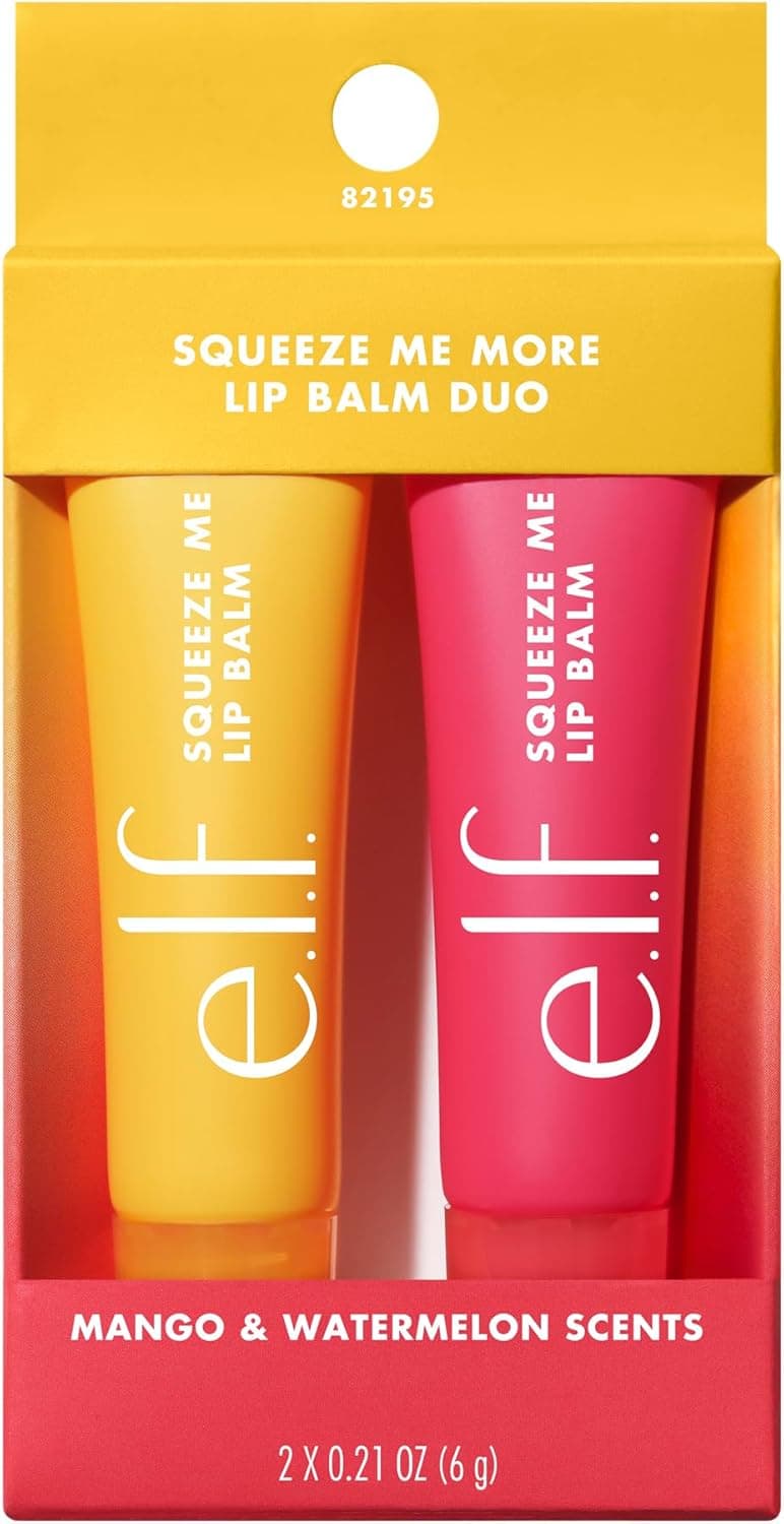 e.l.f. e.l.f. Squeeze Me More Lip Balm Duo Lot de 2 teintes exclusives pour une couleur brillante, formule nourrissante et hydratante, produit végétalien et non testé sur les animaux