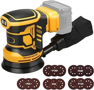 DEWALT Ponceuse Excentrique pour Dewalt 18 V, 20 V batterie, 125mm, 3 vitesses, Ponceuse orbitale 7000-11000 tr/min, Livrée avec 15 Disques Abrasifs, idéale pour le travail du bois professionnel