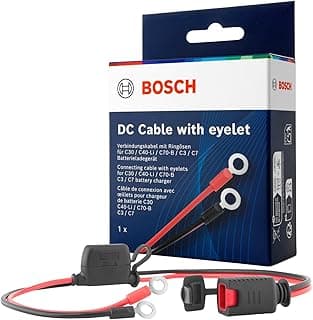 Connection Cable for Battery Chargers - Battery Cable with Eyelets and 10 Amp Fuse - Genuine Replacement Part - M6 Eyelets, 52 cm Cable - 0189999270