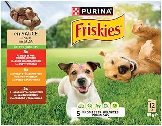 FRISKIES – Pâtée Savoureuse pour Chien Adulte, Sauce Gourmande Viande & Légumes (12x85g) - Lot de 3 - Vendu par Lot