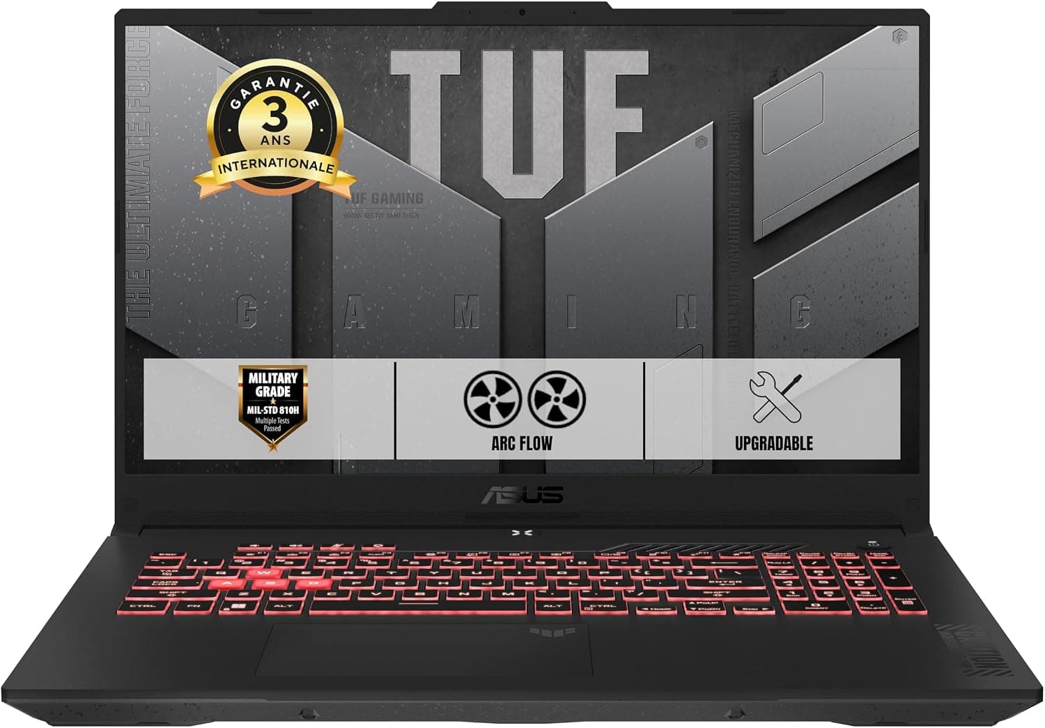 ASUS TUF Gaming A17-TUF707NUR-HX004W, 17.3 Inch FHD 144Hz Laptop PC (AMD Ryzen 7 7435HS 4.5 GHz, 16GB DDR5 4800MHz, 512GB SSD, NVIDIA GeForce RTX 4050 TGP 140W, Windows 11 Home. e) – AZ Keyboard ERTY - Image 1
