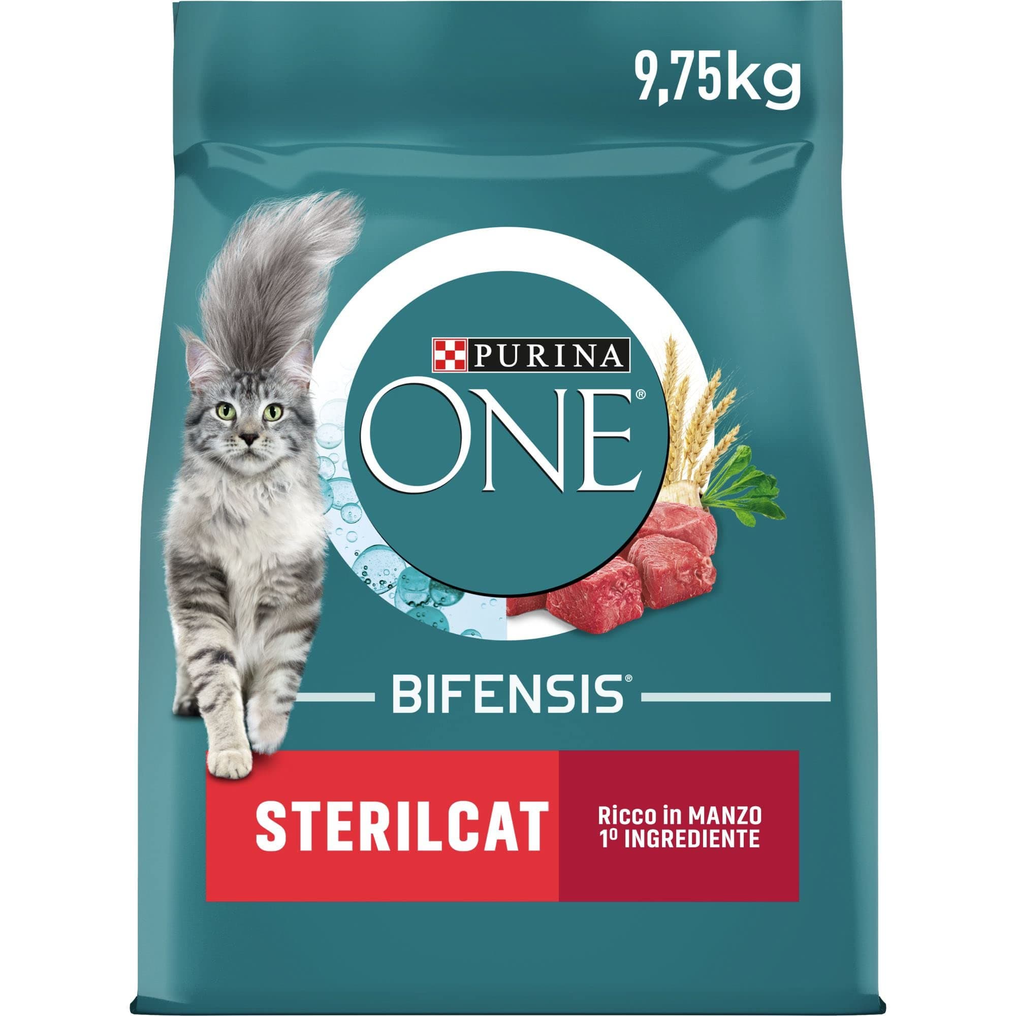 PURINA ONE | Benefits | Sterilized Adult Cat | Dry Food | Helps maintain a strong immune system | Beef & Whole Grain | Bag | 9.7 kg
