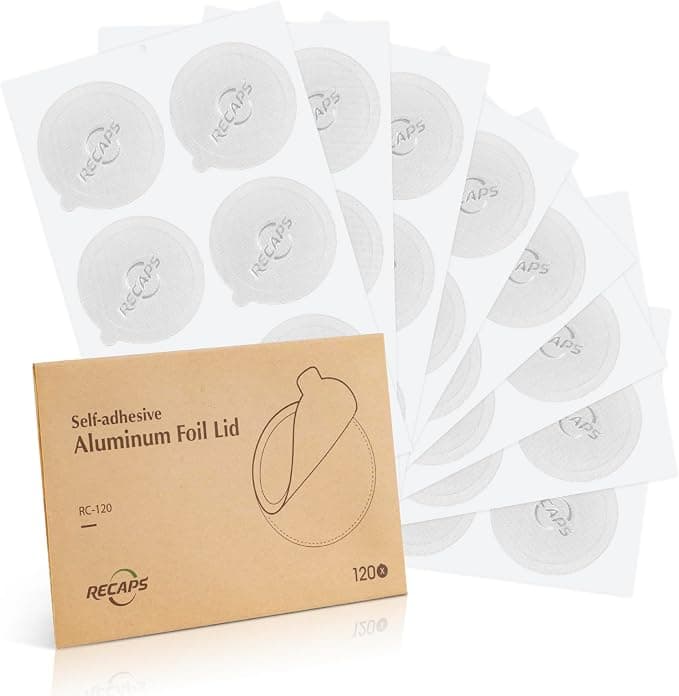 RECAPS Aluminum Espresso Lid Compatible with Reusable Nespresso Foil Capsules | Easy to Fill Your Own Capsules with Our Sticker Lids 120/Pack (Silver) - Image 1
