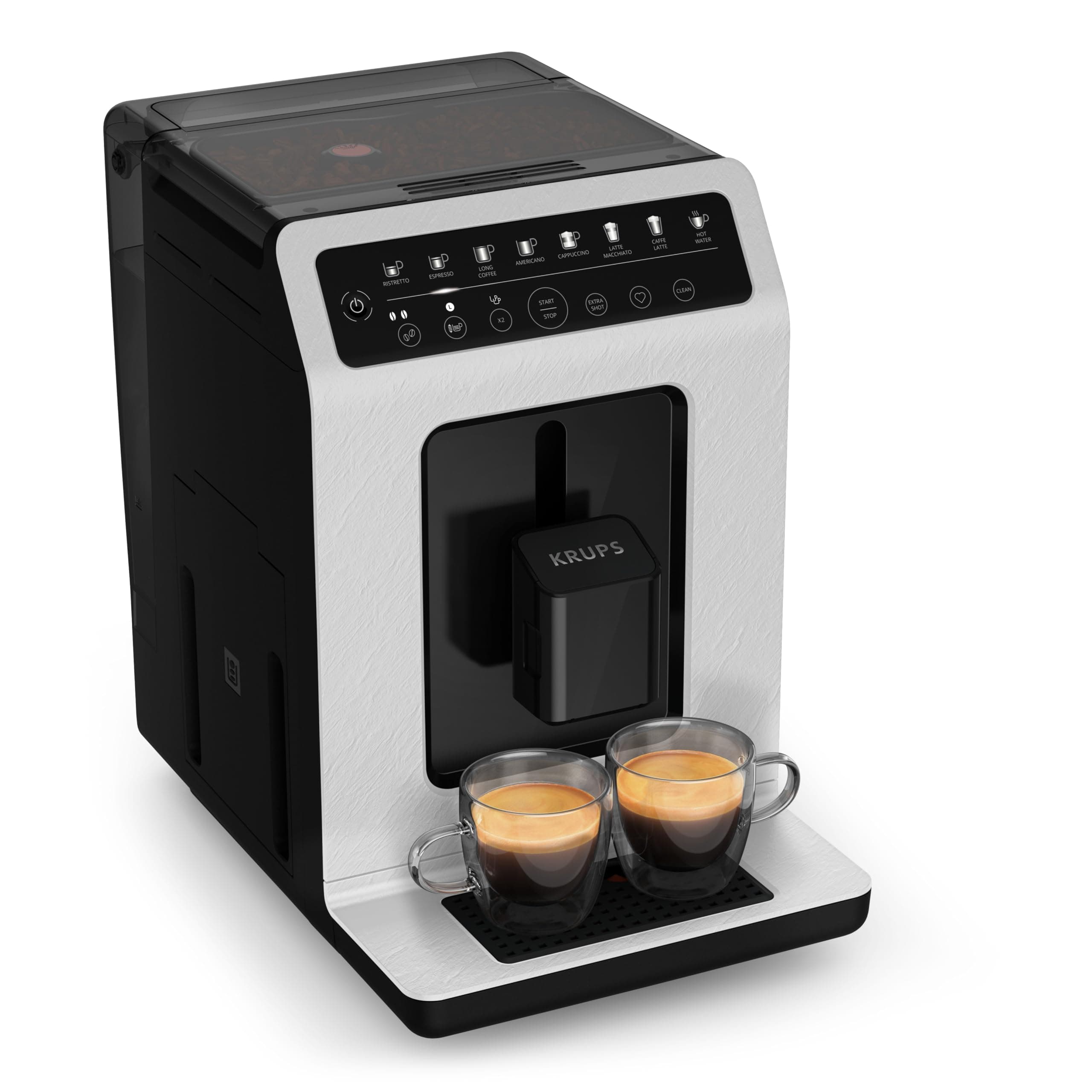 KRUPS Evidence Eco-Design Automatic Cappuccino and Espresso Machine, Exceptional Taste, Quattro Force, Milk-Based Drinks with One-Touch System, 8 Preset Drinks, EA897A