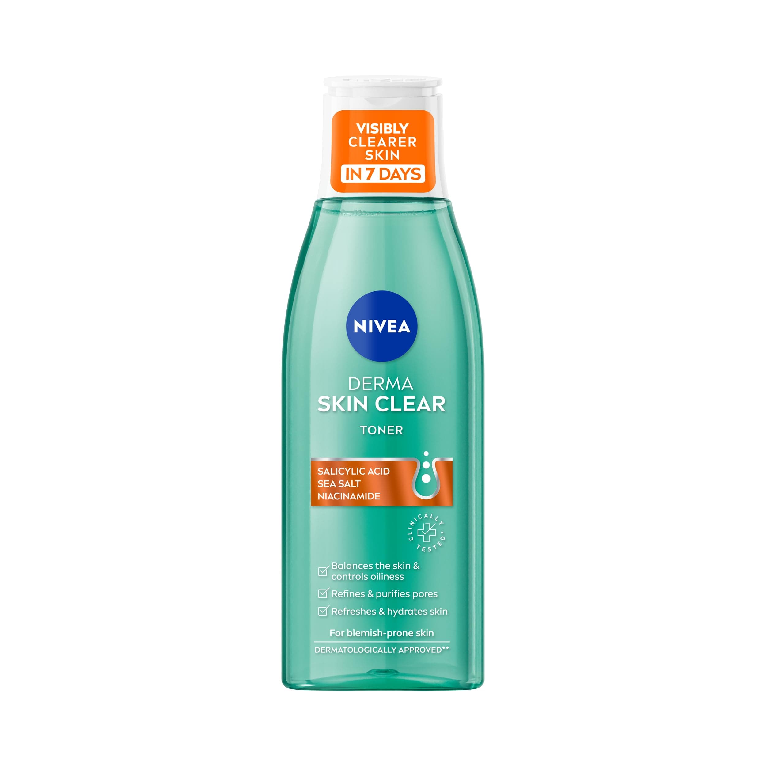 NIVEA Derma Skin Clear Toner (200 ml), tonifiant nettoyant et hydratant, toner à l'acide salicylique enrichi en niacinamide pour rééquilibrer la peau et éliminer les impuretés - Image 6