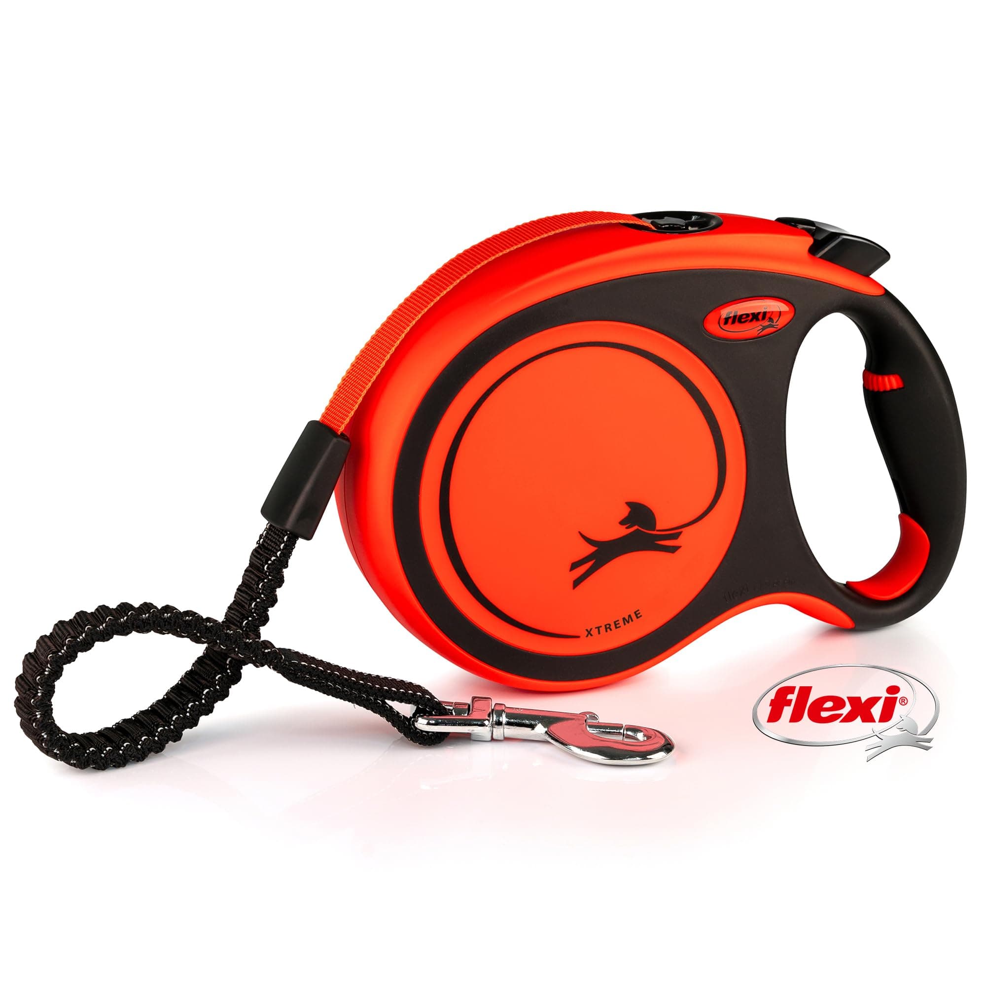 Flexi Xtreme L Strap 8 m Black/Orange, Retractable Lead for Dogs up to 55 kg - Image 1