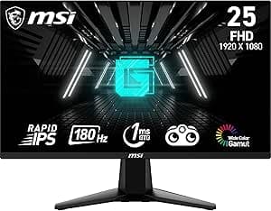 MSI G255F 24.5 Inch FHD Gaming Monitor – Rapid IPS Panel 1920 x 1080, 180 Hz/1ms (GtG), 99% sRGB Color Game, Adaptive-Sync – DP 1.2a, HDMI 2.0b CEC