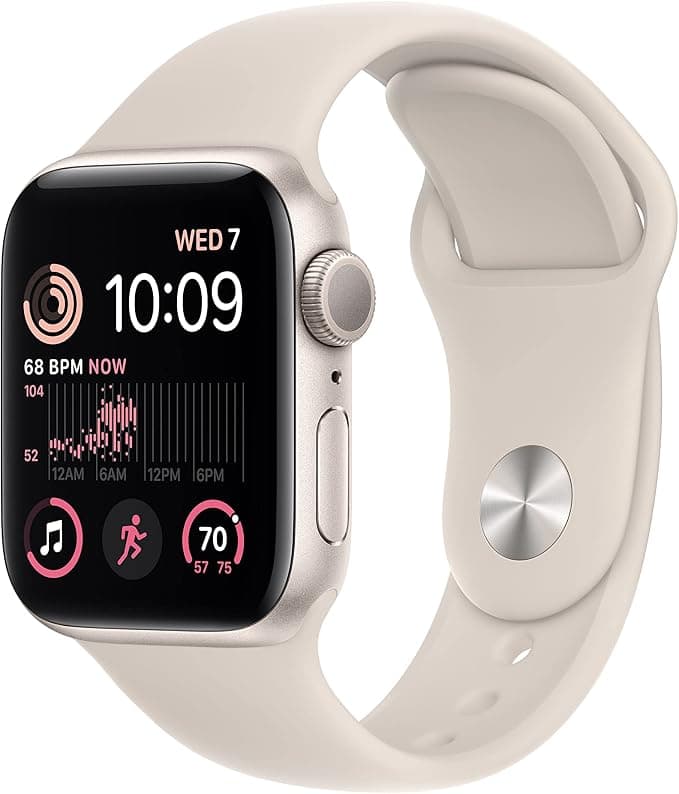 Apple Watch SE (2nd Gen) (GPS, 40MM) Star Light Aluminum Case with Stellar Light Sport Strap - Regular (Refurbished) - Image 1