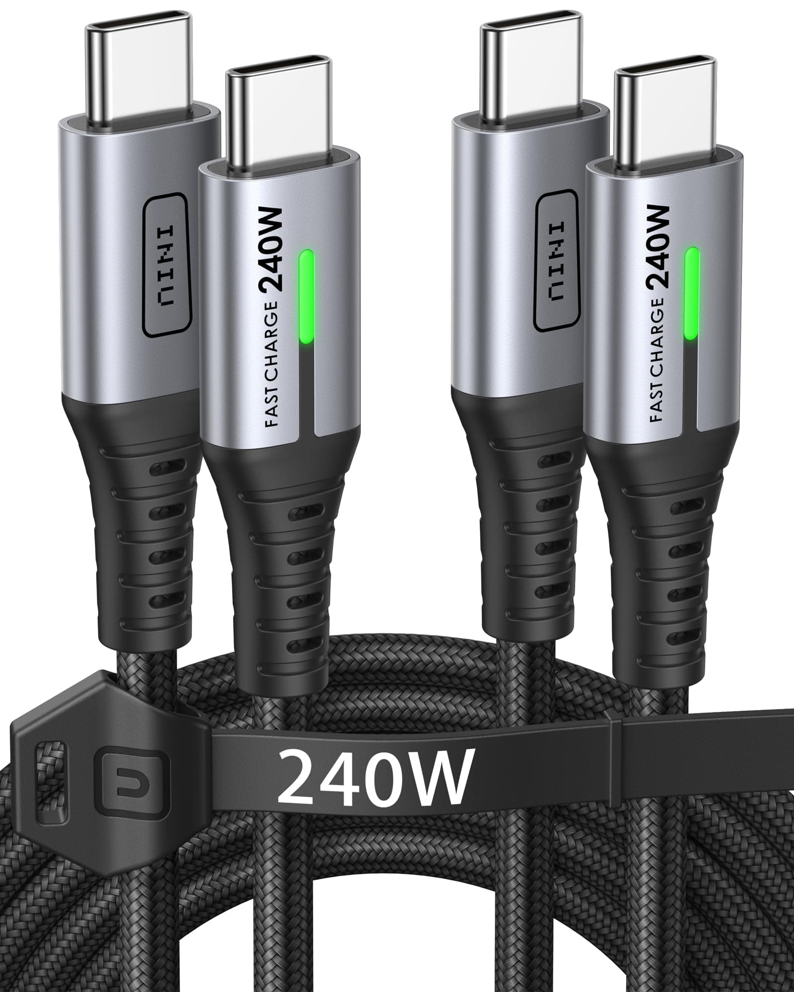 INIU 240W USB C to USB C Cable, [2-Pack 2m] PD3.0 48V/5A USB Type C Cable Fast Charge for iPhone 15 Pro Max MacBook iPad Air, Dell HP EliteBook Laptop, Steam Deck, Samsung Galaxy S23/22 Ultra etc