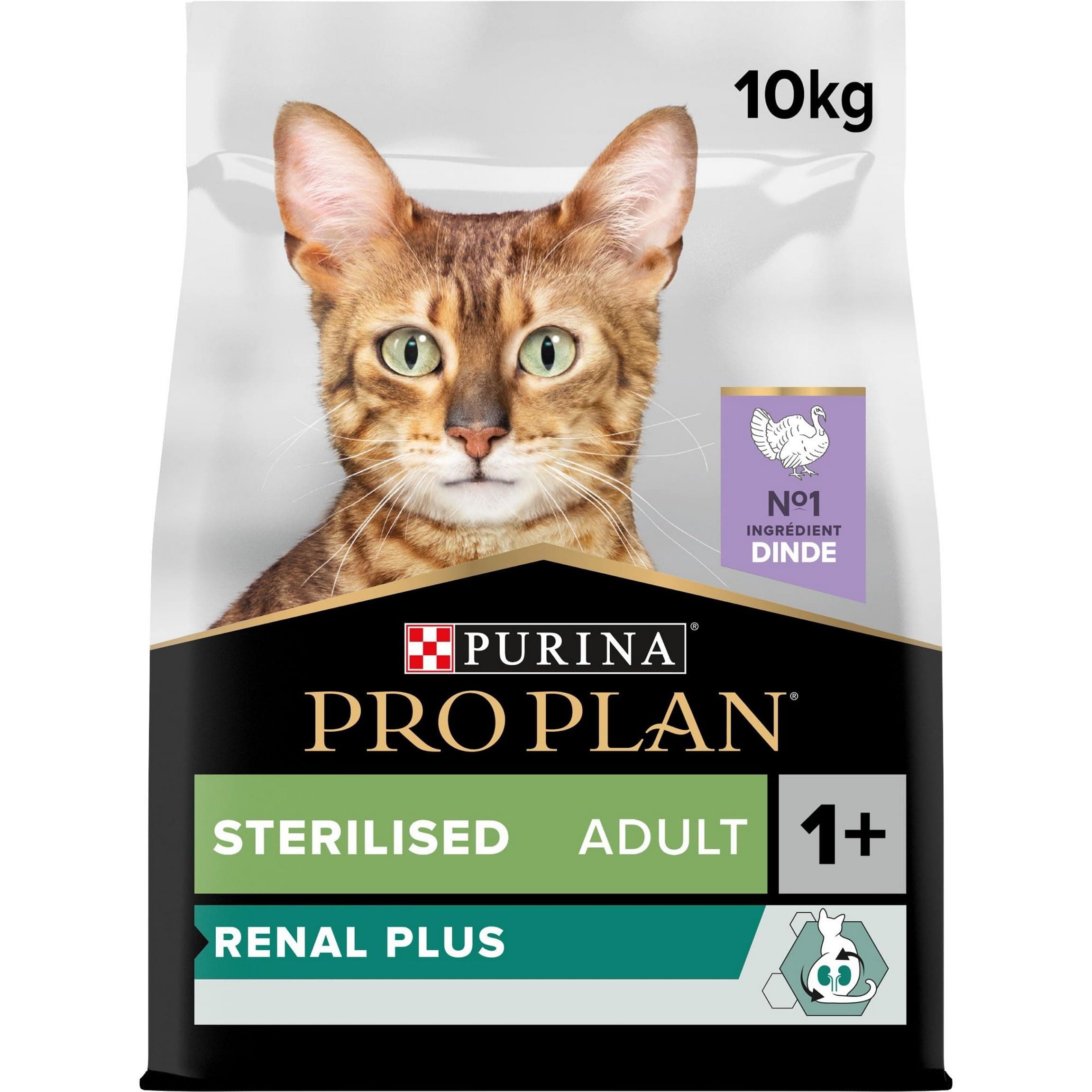 PURINA PRO PLAN | Renal Plus | Cat | Complete Dry Food for Sterilized Adult Cats | Helps Maintain Healthy Kidney Function and Urinary System | Turkey | Bag | 10 kg