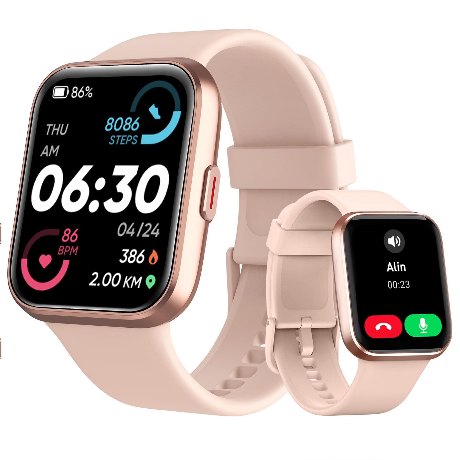 Women's Smartwatch 1.85 Inch Smartwatch for Samsung iPhone Android, Alexa Built-in 3ATM 100+ Sports Modes SpO2/Sleep/Heart Rate/Pedometer/Calories Pink