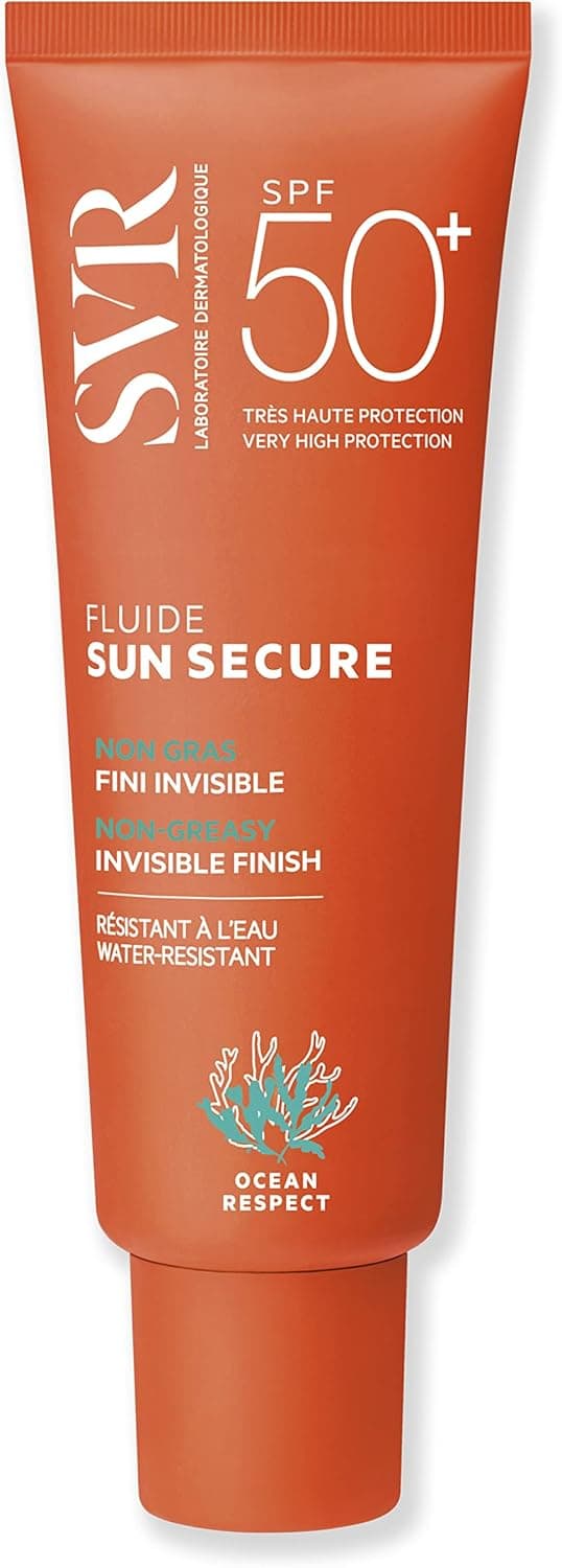 SVR - Sun Secure Fluide SPF50+ - Fluide solaire invisible toucher sec – Très haute protection UVA, UVB, infrarouge & lumière visible – Peaux sensibles – Niacinamide, Vitamine E – 50 ml