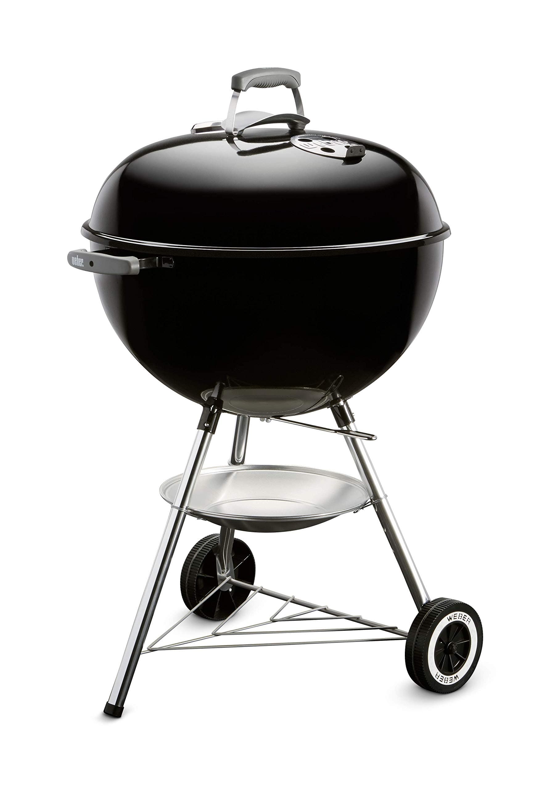 Weber Weber Classic Kettle Charcoal Barbecue / Enamelled Steel Bowl and Lid, 57 cm Cooking Surface, One-Touch Cleaning System, Lid Thermometer, Tripod and Wheels, Black