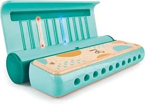 Hape - Blue Harmonica with Interactive Learning - Learning with Lights - Musical Instrument Game for Boys and Girls - Wooden Toy for Children from 3 Years - Early Learning Toy
