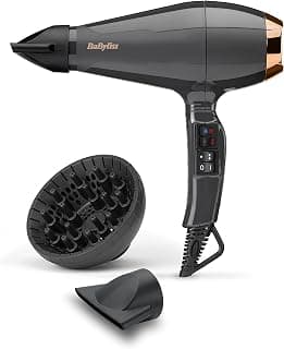 Air Pro Hair Dryer with Diffuser – Made in Italy, Professional AC Motor, Powerful Hair Dryer 2200W, Anti-Frizz Ion Technology, 2 Temperatures & 2 Speed, Black, 6719DE