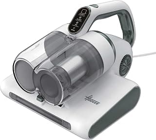 Hoover HMC510UV Aspirateur à Main Spécial Matelas, Canapés, Tissus, Puissant, Lampe UV Antiacariens, Antibactérien, Anti allergène, Détecteur de Poussière Séchage, Ecran LED, Léger, Blanc Gris