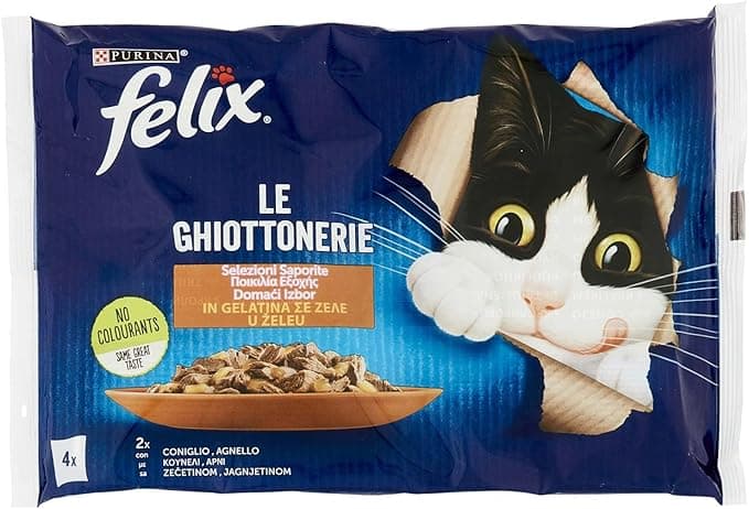 Felix Purina Felix Cat Bags with Rabbit and Lamb, 4 x 85g Bags
