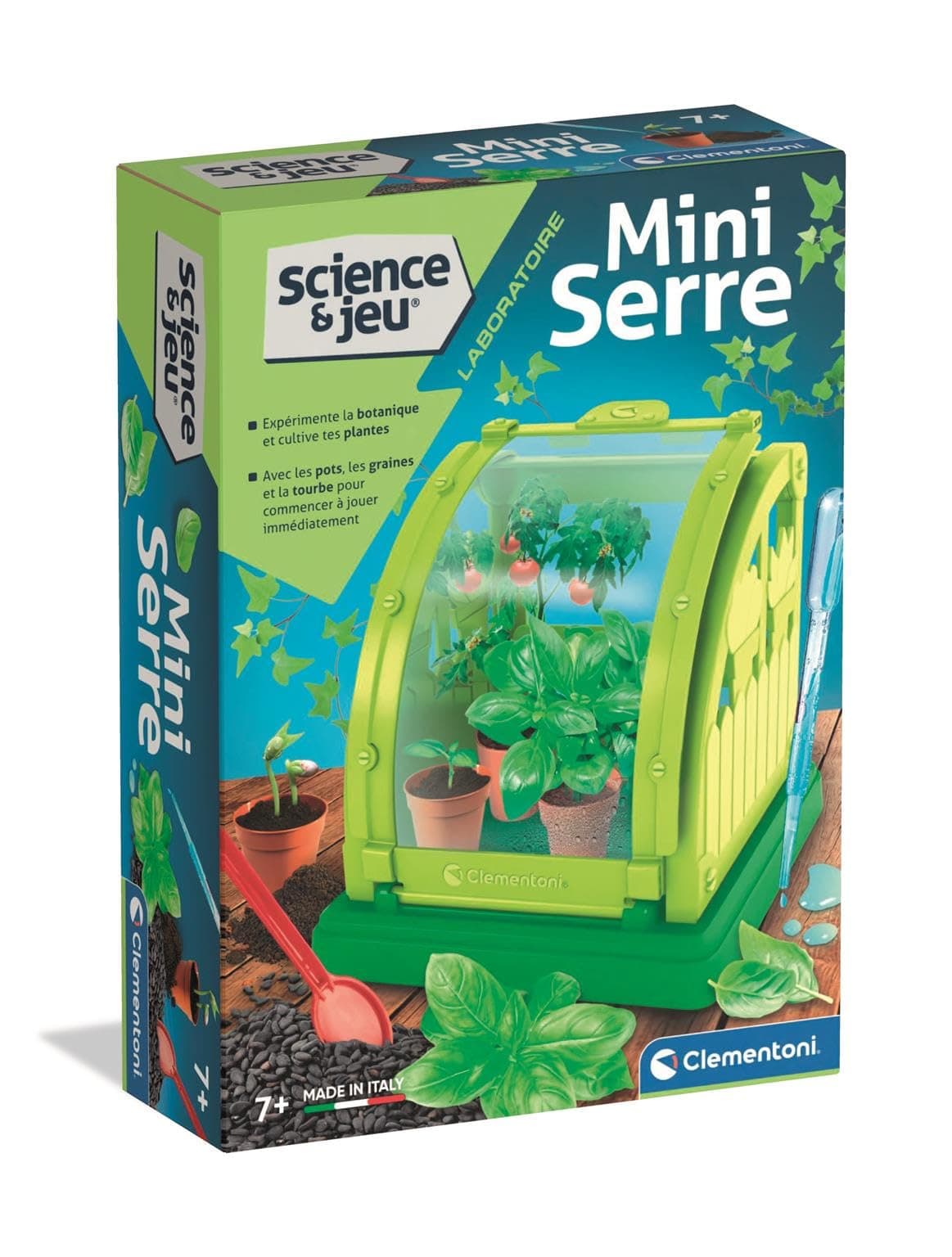 Clementoni Clementoni | Science & Game: Mini Greenhouse – Botanical Kit for Children 7 Years+ | Assembling Greenhouse with Pots, Peat, Seed | Scientific Educational Game to Discover Botany | Gift Idea