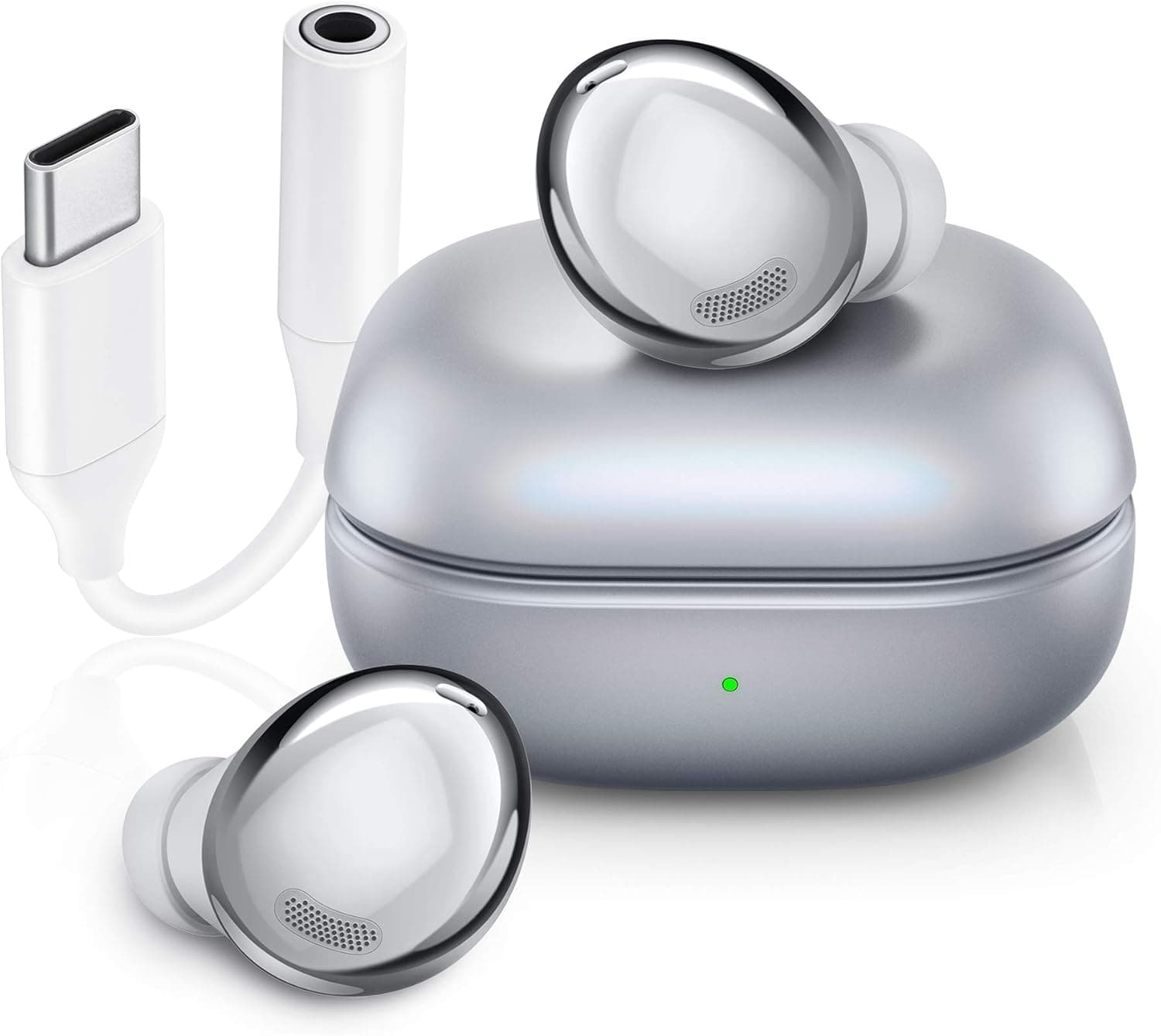 Samsung Écouteurs Galaxy Buds Pro + Adaptateur USB-C écouteurs sans Fil, Annulation Active du Bruit, Son ambiant, IPX7, Charge sans Fil, Argent (Phantom Silver) [Version française]