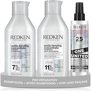 Redken Acidic Bonding Concentrate x One United | Pour Cheveux Abîmés | Soin Bonding enrichi en Acide Citrique | Shampoing + Après-Shampoing + Soin Multi-bénéfices Sans Rinçage
