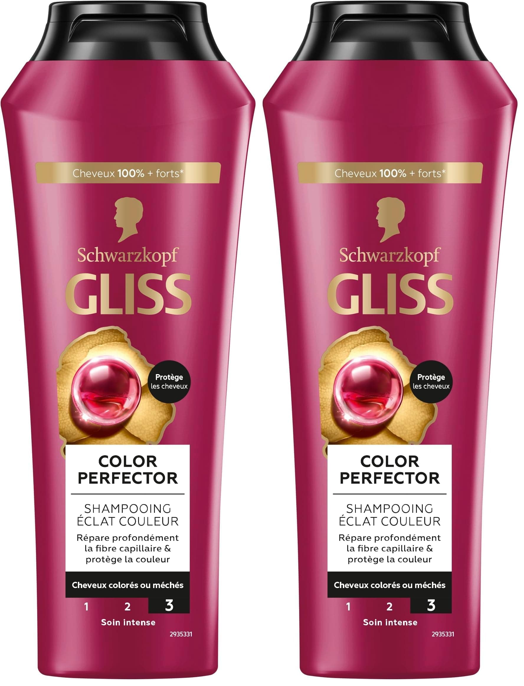 Schwarzkopf - Gliss - Color Perfector Shampoo - Protects Colour Intensity - Colored/Highlighted Hair - 89% natural ingredients - 250 ml bottle (Pack of 2)