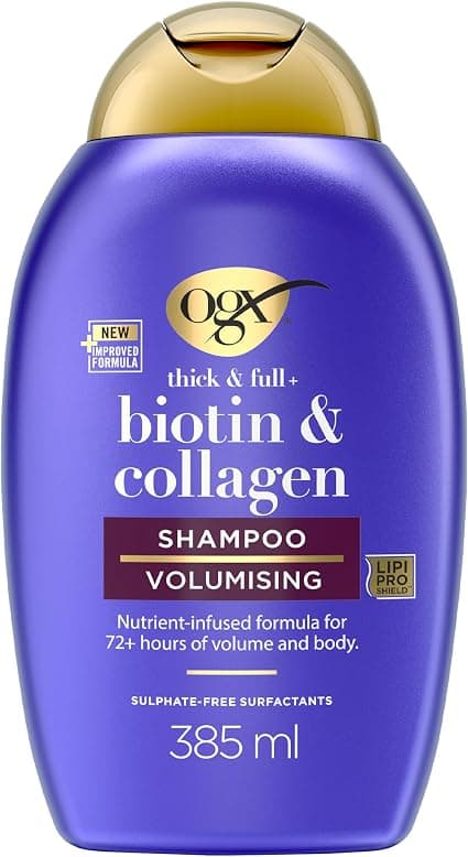 OGX | Biotin & Collagen Volumizing Shampoo (385ml Bottle) - Hair Care with Nutrient-Infused Formula - Sulfate Free Shampoo for 72+ Hours of Volume - Image 1