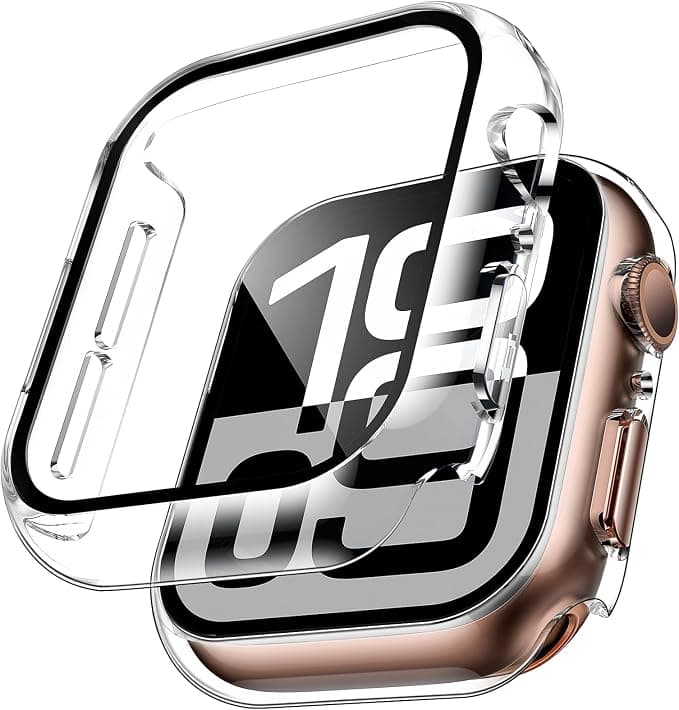TAURI 2 Pieces PC Case Compatible with Apple Watch Series 11/10 46mm, Ultra Thin [Touch Sensitive] Tempered Glass iWatch 46mm-Transparent