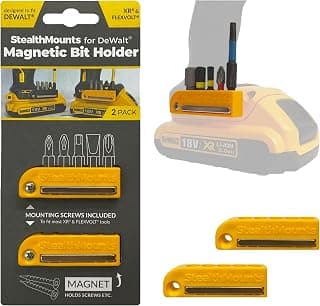 StealthMounts Dewalt XR et Flexvolt Support d'embouts magnétiques | Organisateur d'embouts de perceuse | Parfait pour les forets et embouts Dewalt | Maintien ferme | Facile à utiliser (Lot de 2) Jaune