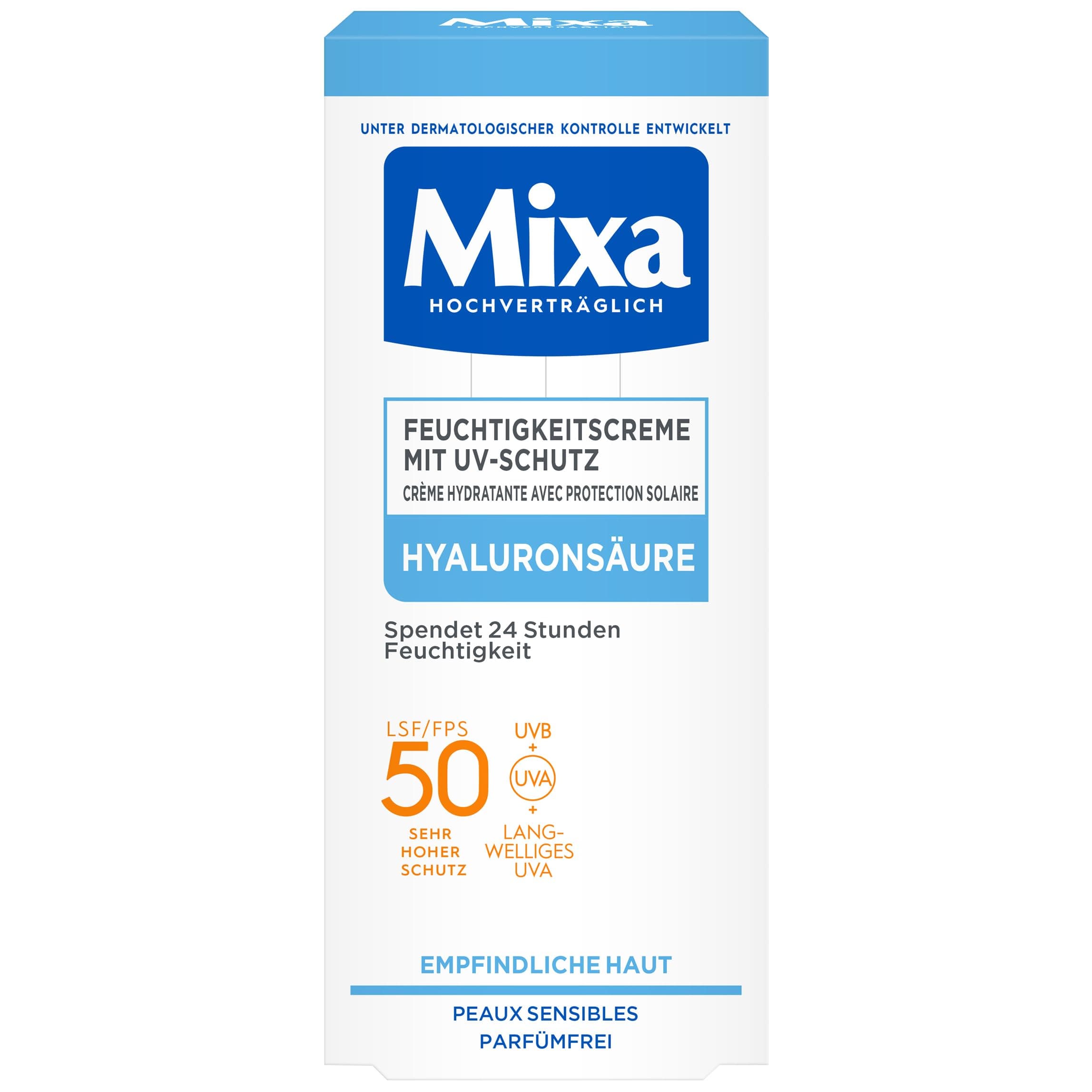 Mixa 50ml UV 50 Moisturiser for Sensitive Skin, UVB + UVA + Long UVA Protection, SPF 50, with Hyaluronic Acid, Suitable for Face and Neck, Hypoallergenic, 50 ml - Image 9