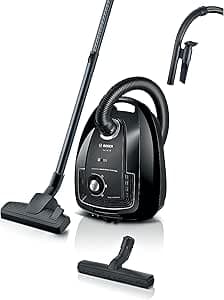 Bosch 4 Series Household Appliances, BGL38BA2H, Cylinder Vacuum Cleaner with Bag, Compact and Light, XL 4L Dust Bag, PureAir Washable Hygienic Filter, Operating Radius 10 m, Black
