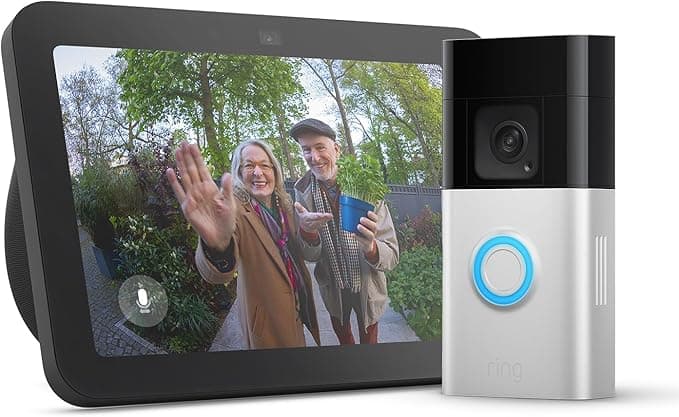 Echo Show 8 (Newest gen) | Charcoal + Ring Battery Video Doorbell Plus - Image 1