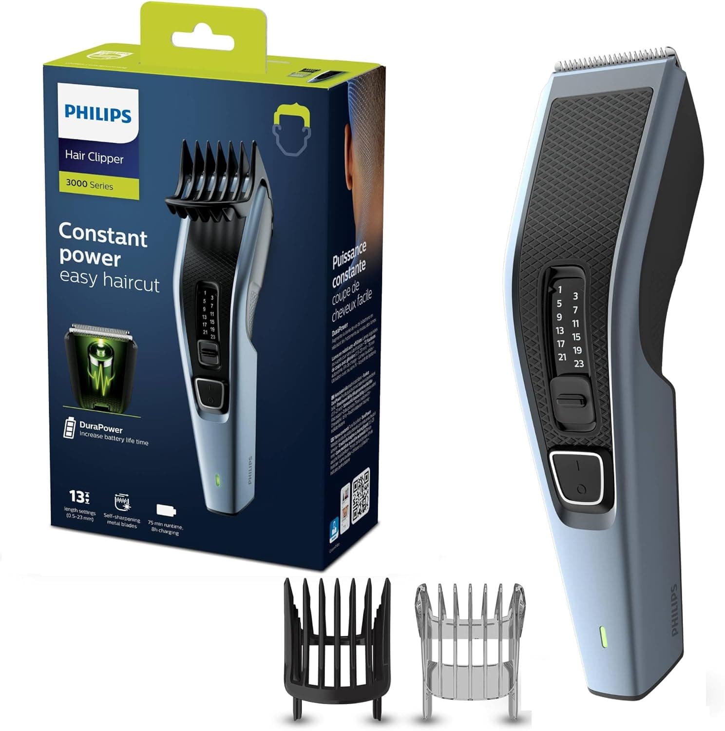Philips Philips Hair Clipper Série 3000, Tondeuse à Cheveux Lavable avec Technologie Trim-n-Flow (modèle HC3530/15)
