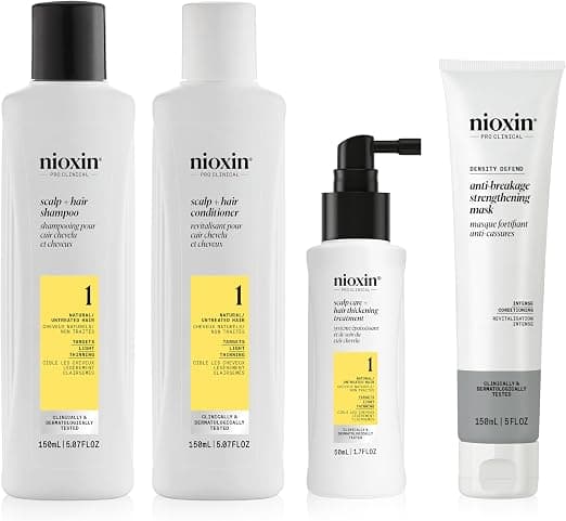 Nioxin - SYSTEM 1 Care Kit - Shampoo & Conditioner (150 ml), Leave-In Care (50 ml) + Fortifying Mask (150 ml) - Image 1