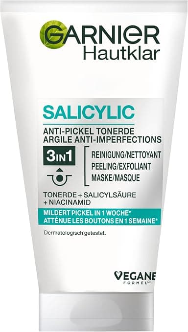 Garnier Hautklar 3-in-1 Face Wash for Blemish Skin Cleansing Scrub and Mask with Salicylic Acid and Clay 1 x 150 ml - Image 1