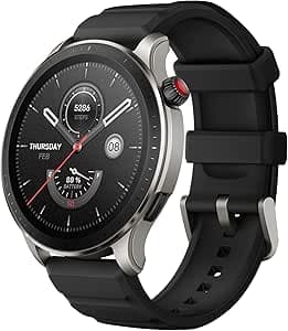 Amazfit GTR 4, 46 mm, Men's Smartwatch, Alexa, AMOLED, SpO2, 150+ Sports Modes, GPS & Dual Band, Bluetooth Calling, 14 Day Battery Life, French Version Smartwatch, Black