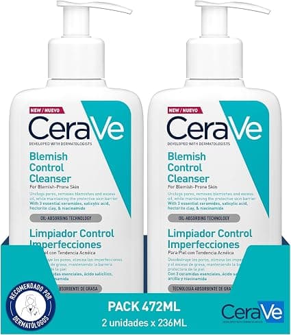 CeraVe Anti-Blemish Cleansing Gel 8 oz for Acne & Oily Prone Skin, Reduces Acne, Blackheads & Improves Pores, Salicylic Acid Gel Treatment - Image 1