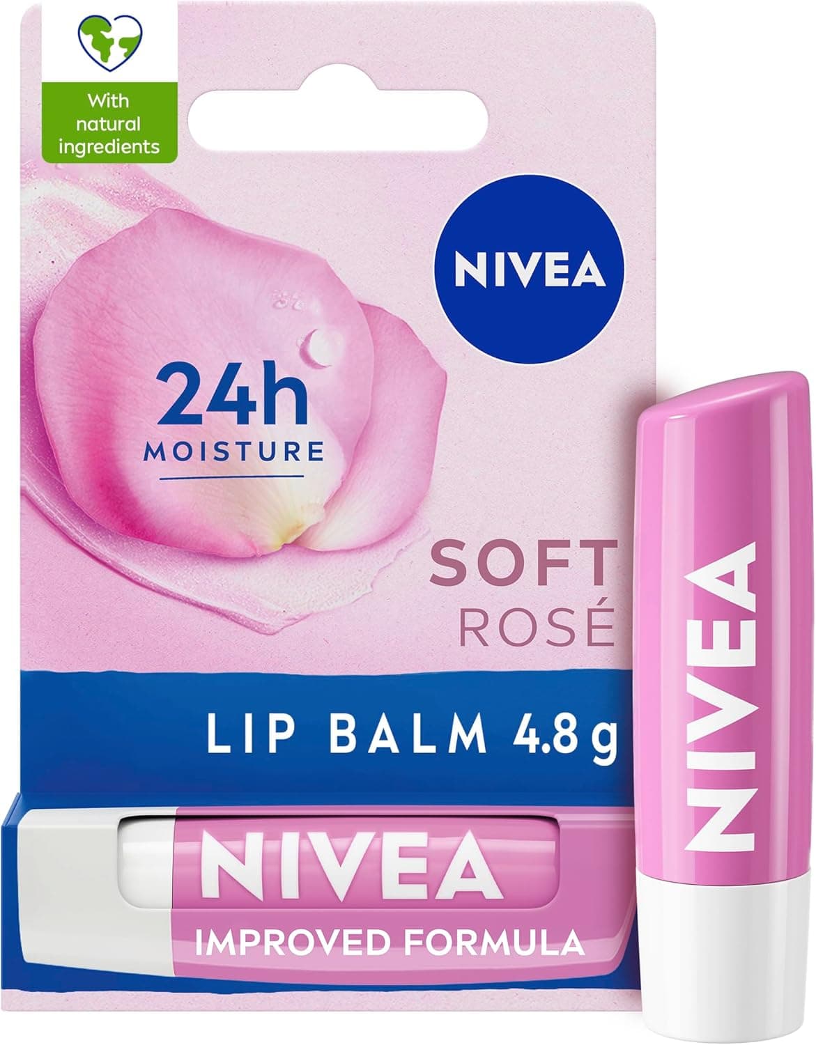 NIVEA NIVEA Baume à lèvres Soft Rose, hydratation 24h, beurre de karité, huiles naturelles, vitamines, roseur naturelle, soin des lèvres