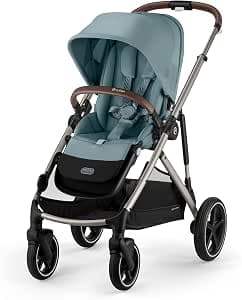 CYBEX Gold GAZELLE S Pushchair, From Birth to Approximately 4 Years, Max. 22 kg (Single Mode) / 2x 22 kg (Duo Mode), All-in-1 System with 20+ Configurations, Storm Blue