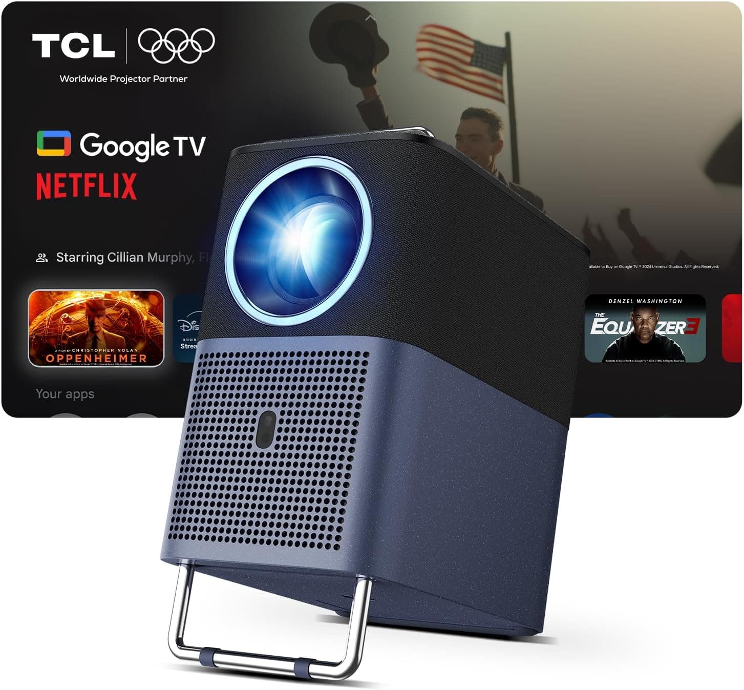 TCL TCL A1s Video Projector 4K Support, 2X Audio Dolby 8W, Native 1080P, 600 ISO Lumens, Netflix Certified, Integrated Smart Google TV, Auto Focus/Keystone, Wi-Fi, Bluetooth Portable Video Projector