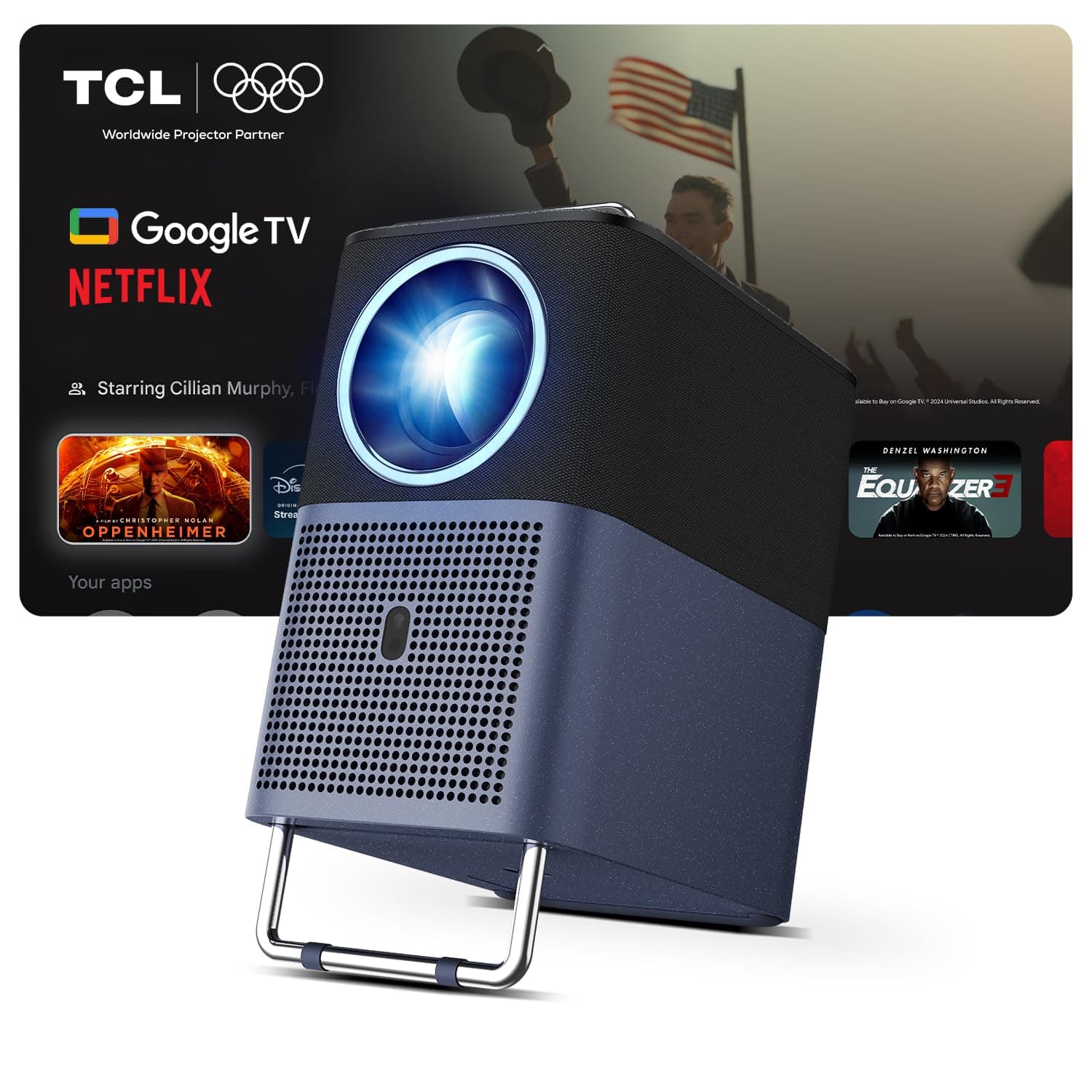 TCL A1s GTV Projecteur 600 lumens ISO 1080P Portable Projecteur Licence Netflix Wi-FI et Bluetooth Durée de Vie de 30 000 Heures Mise au Point Automatique