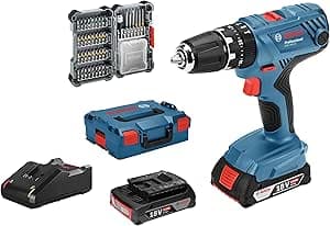 Bosch Professional Bosch Professional 18V System cordless impact driver GSB 18V-21 (with 2 x 2.0 Ah batteries, 40-piece accessory set, L-BOXX) - Amazon Exclusive Set