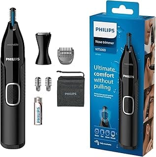 Philips NT5650/16 Series 5000 - Nose, Ear & Eyebrow Hair Trimmer with Detailed Cutting Accessory, Waterproof, with Protection System, Battery, No Pull