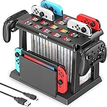 Nintendo Kytok Support Tour de Rangement pour Nintendo Switch/OLED, Chargeur Manette Switch & Support Manette SW/OLED, Multifonctionnelle Tour Stockage Accessoires Jeux S Witch avec Chargeur Joycon S-Witch