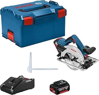 Bosch Bosch Professional 18V System scie circulaire sans-fil GKS 18V-57 G (compatible rail de guidage, capacité de coupe : 57 mm, 2 batteries 4,0 Ah, chargeur rapide GAL 18V-40, 1 lame de scie, L-BOXX)