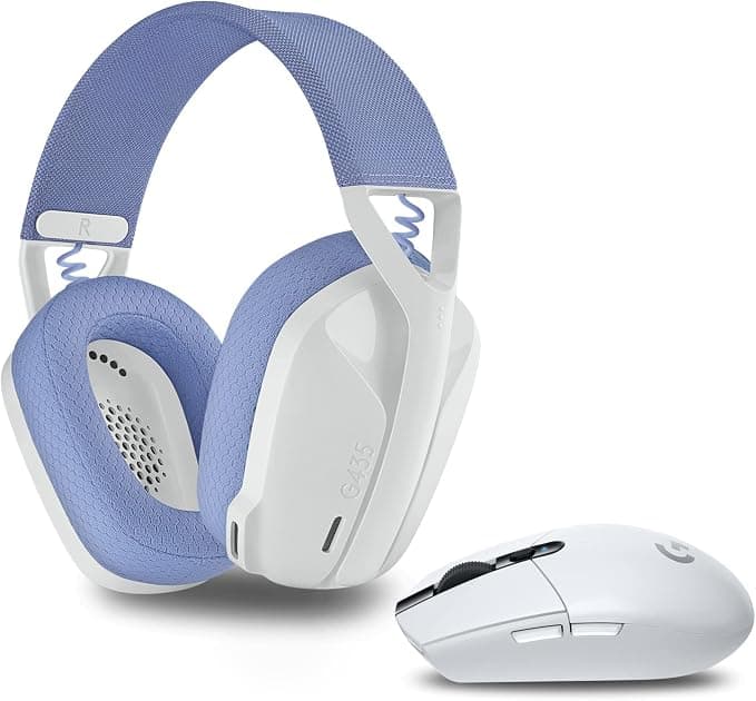 Logitech G 305 Wireless Gaming Mouse + Logitech G435 Lightspeed and Bluetooth Wireless Gaming Headset, White