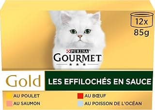 GOLD | Frayed in Sauce | Adult Cat | Beef, Chicken, Salmon, Ocean Fish | Boxes | Pack of 8 (12 x 85g)