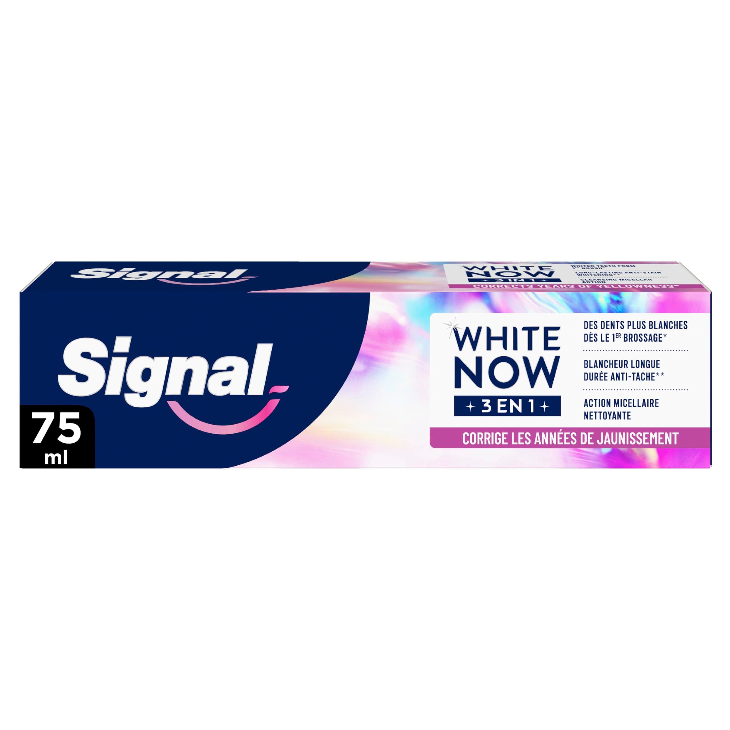 Signal White Now - Dentifrice 3 en 1 - Forever Young -Corrige le jaunissement et l’apparence de vos dents - Blancheur Longue Durée Anti-Tache - 96% d'ingrédients d'origine naturelle - 75ml - Image 10